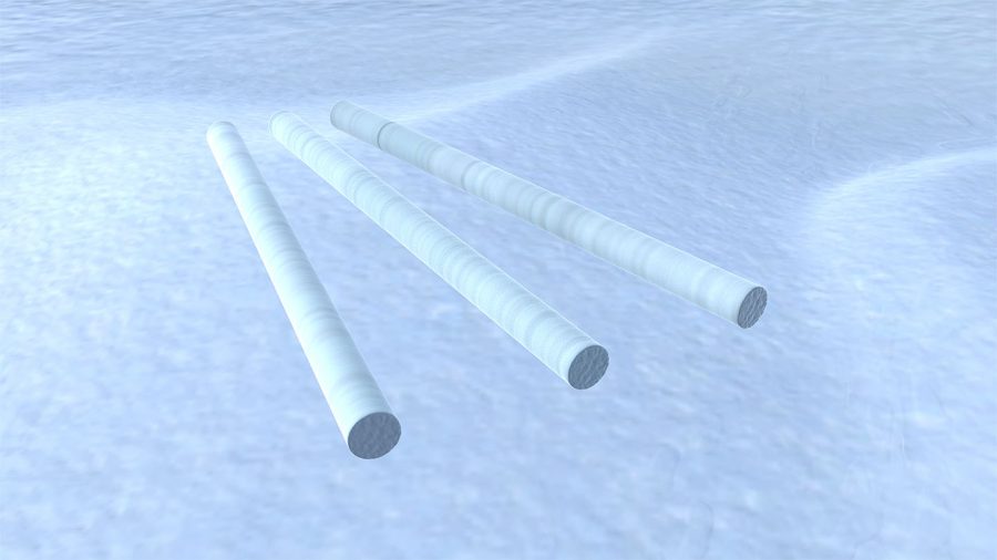 Eisbohrkerne mit sichtbaren Schichten